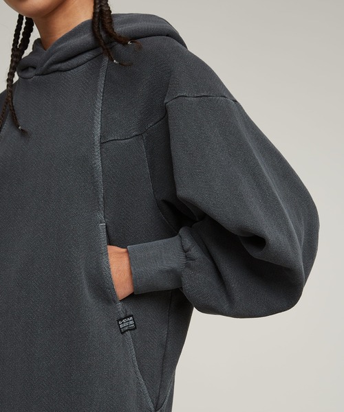 G-STAR（ジースター）の「Overdyed Hooded Sweater Dress/オーバーダイルーズオーバーサイズスウェットワンピース（ワンピース・レディース・ダークブラック・SMALL/MEDIUM/X-SMALL）」の4枚目の写真