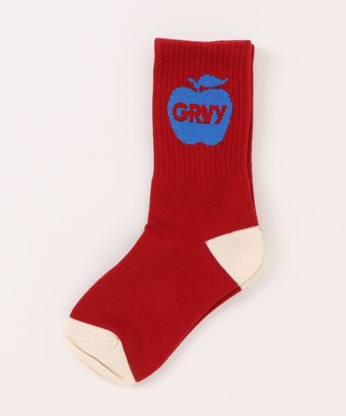GROOVY COLORS（グルービーカラーズ）の「GROOVY APPLE Socks（ソックス/靴下・キッズ・グリーン/レッド/パープル/キナリ・L/M/S）」の2枚目の写真