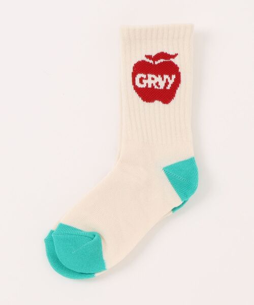 GROOVY COLORS（グルービーカラーズ）の「GROOVY APPLE Socks（ソックス/靴下・キッズ・グリーン/レッド/パープル/キナリ・L/M/S）」の3枚目の写真