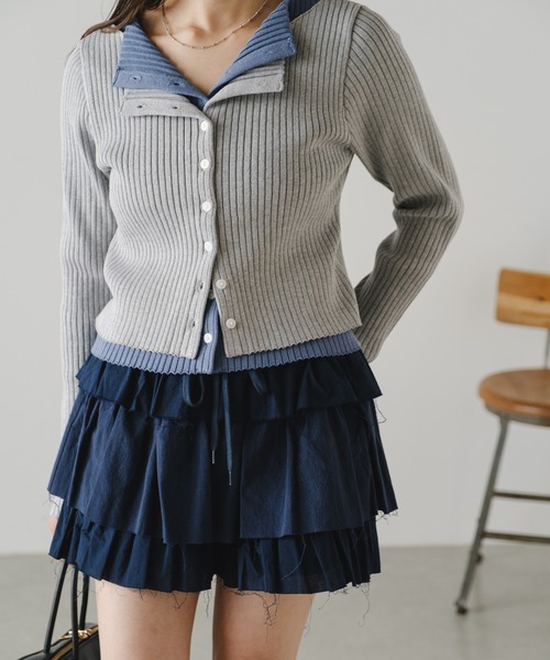 RAY CASSIN（レイカズン）の「カットオフティアードミニスカパン（スカート・レディース・グレー/アイボリー/ブラック系その他2/ホワイト・FREE）」の8枚目の写真