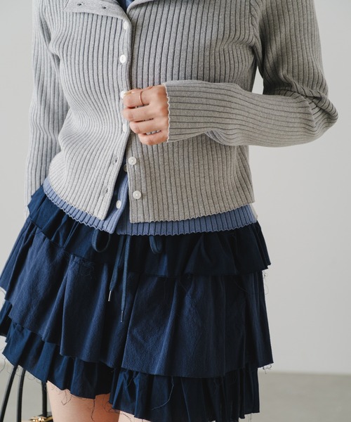 RAY CASSIN（レイカズン）の「カットオフティアードミニスカパン（スカート・レディース・グレー/アイボリー/ブラック系その他2/ホワイト・FREE）」の11枚目の写真