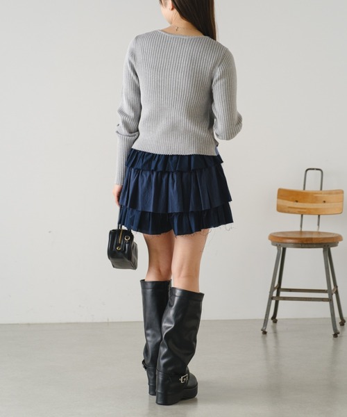 RAY CASSIN（レイカズン）の「カットオフティアードミニスカパン（スカート・レディース・グレー/アイボリー/ブラック系その他2/ホワイト・FREE）」の10枚目の写真