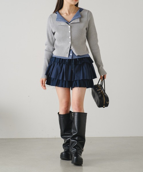 RAY CASSIN（レイカズン）の「カットオフティアードミニスカパン（スカート・レディース・グレー/アイボリー/ブラック系その他2/ホワイト・FREE）」の9枚目の写真