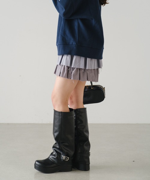 RAY CASSIN（レイカズン）の「カットオフティアードミニスカパン（スカート・レディース・グレー/アイボリー/ブラック系その他2/ホワイト・FREE）」の18枚目の写真