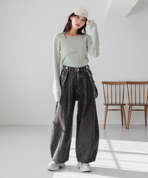 LOWRYS FARM（ローリーズファーム）の「レイヤードフウニットプルオーバー 288088（ニット/セーター・レディース・アイボリー/グレー/グリーン・FREE）」の5枚目の写真