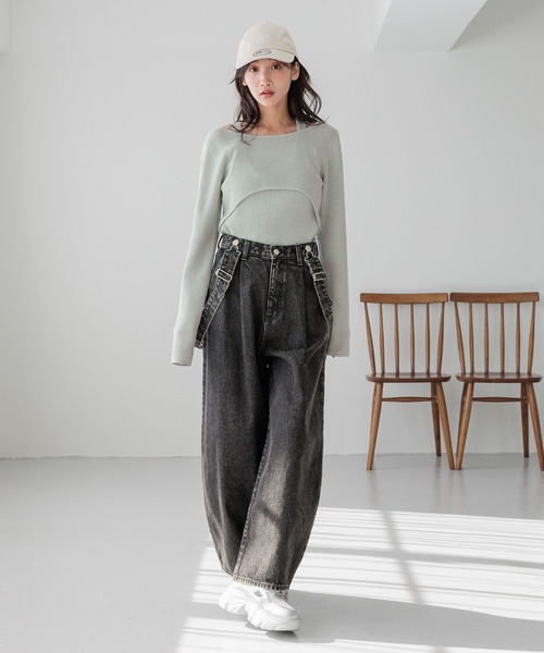 LOWRYS FARM（ローリーズファーム）の「レイヤードフウニットプルオーバー 288088（ニット/セーター・レディース・アイボリー/グレー/グリーン・FREE）」の6枚目の写真