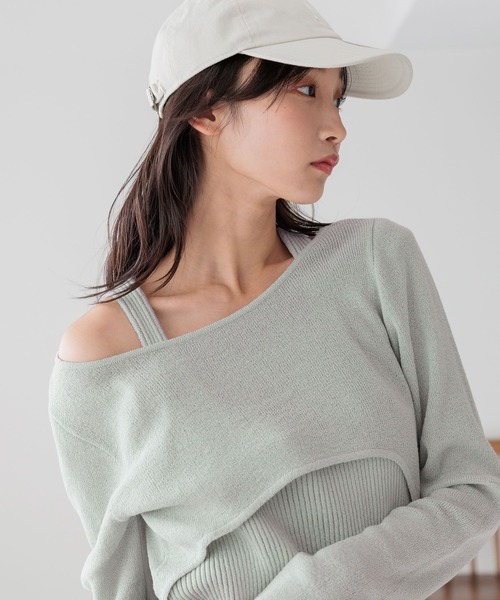 LOWRYS FARM（ローリーズファーム）の「レイヤードフウニットプルオーバー 288088（ニット/セーター・レディース・アイボリー/グレー/グリーン・FREE）」の11枚目の写真