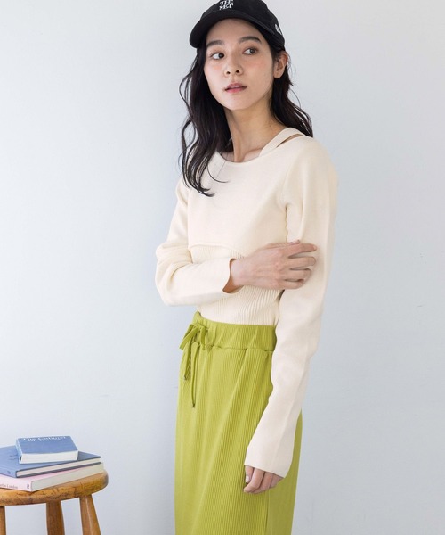 LOWRYS FARM（ローリーズファーム）の「レイヤードフウニットプルオーバー 288088（ニット/セーター・レディース・アイボリー/グレー/グリーン・FREE）」の15枚目の写真