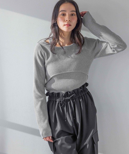 LOWRYS FARM（ローリーズファーム）の「レイヤードフウニットプルオーバー 288088（ニット/セーター・レディース・アイボリー/グレー/グリーン・FREE）」の22枚目の写真