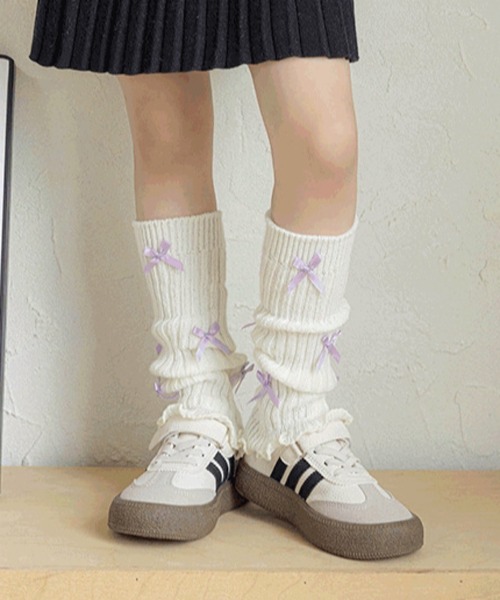 リボンニーハイレッグウォーマー White 白 リボンニーハイレッグウォーマー》WHITE | HIDOLATRAL THEODOL
