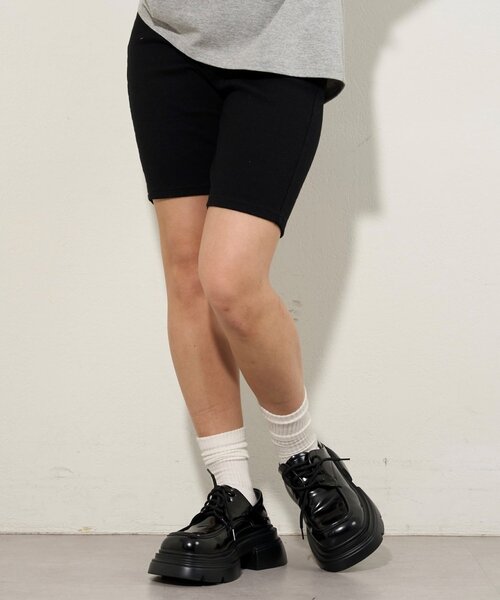 WHO'S WHO gallery（フーズフーギャラリー）の「【SLOPPY/スロッピー】バイカーリブパンツ（その他パンツ・レディース・チャコールグレー/ライトグレー/ブラック・FREE）」の5枚目の写真