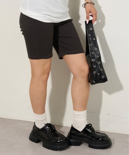 WHO'S WHO gallery（フーズフーギャラリー）の「【SLOPPY/スロッピー】バイカーリブパンツ（その他パンツ・レディース・チャコールグレー/ライトグレー/ブラック・FREE）」の2枚目の写真