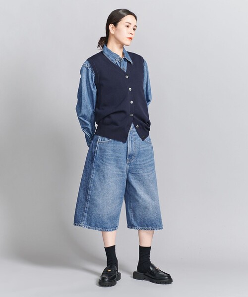 BEAUTY&YOUTH UNITED ARROWS(ビューティーアンドユースユナイテッドアローズ)の「コットンデニム ハーフパンツ(その他パンツ・レディース・コバルトブルー/ブラック・S/M)」の4枚目の写真