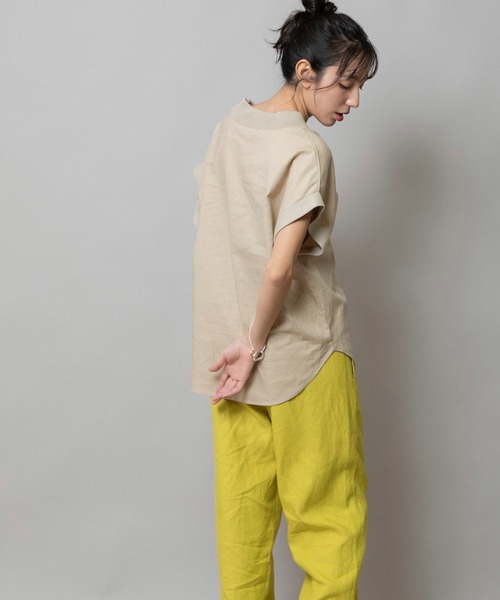 ブラウス シャツ 「吸水性・発散性」コットンリネンドッキングリブトップス レディース セール】【吸水性・発散性】コットンリネンドッキングリブ