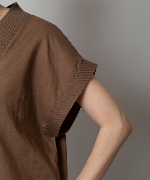 Munich（ミューニック）の「【吸水性・発散性】コットンリネンドッキングリブトップス（シャツ/ブラウス・レディース・ブラック/ベージュ/ブラウン・FREE）」の18枚目の写真