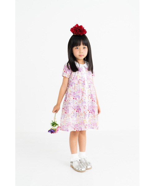 nino（ニノ）の「前明きボタニカルフラワーワンピース（ワンピース・キッズ・ホワイト・130cm/140cm/150cm）」の4枚目の写真