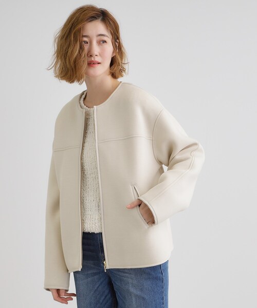 grove（グローブ）の「ダンボールジャージパイピングブルゾン（ブルゾン・レディース・ナチュラル/ネイビー/ブラウン系その他・02/05/04/03/01）」の5枚目の写真