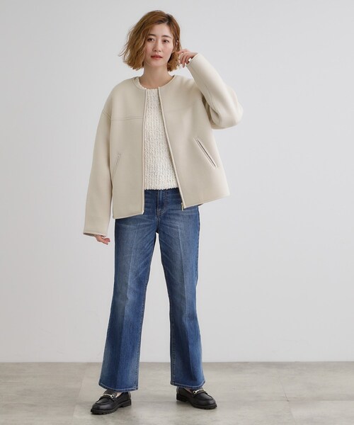 grove（グローブ）の「ダンボールジャージパイピングブルゾン（ブルゾン・レディース・ナチュラル/ネイビー/ブラウン系その他・02/05/04/03/01）」の6枚目の写真