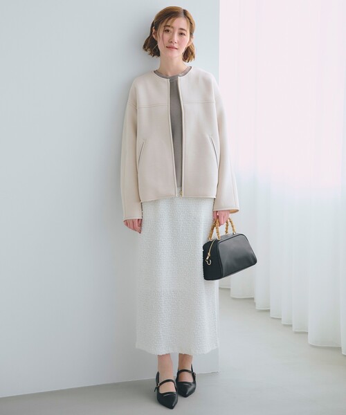 grove（グローブ）の「ダンボールジャージパイピングブルゾン（ブルゾン・レディース・ナチュラル/ネイビー/ブラウン系その他・02/05/04/03/01）」の7枚目の写真