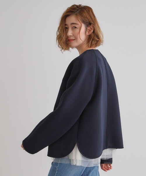 grove（グローブ）の「ダンボールジャージパイピングブルゾン（ブルゾン・レディース・ナチュラル/ネイビー/ブラウン系その他・02/05/04/03/01）」の14枚目の写真