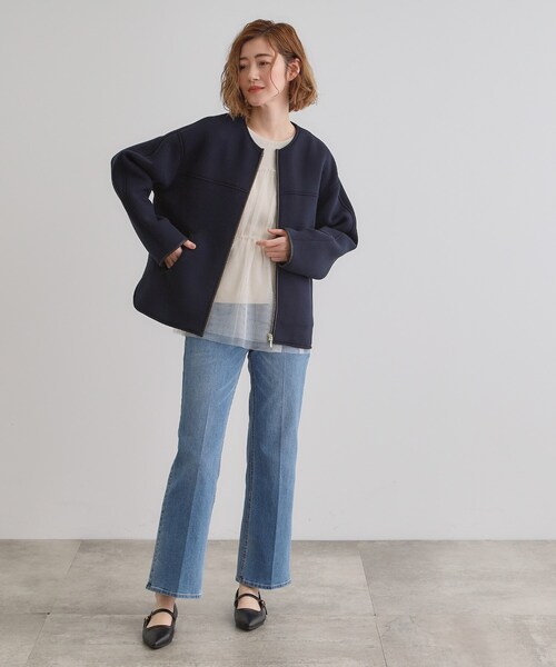 grove（グローブ）の「ダンボールジャージパイピングブルゾン（ブルゾン・レディース・ナチュラル/ネイビー/ブラウン系その他・02/05/04/03/01）」の15枚目の写真