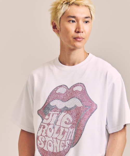 B-TRS-Lips&Tongue ラインストーン-SSTEE（Tシャツ/カットソー