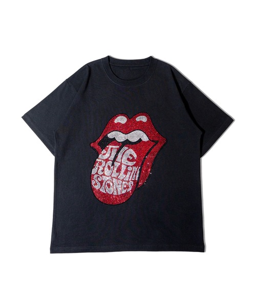 エリザベッタ フランキ Tシャツ コットン ラインストーン ロゴ B-TRS-Lips&Tongue ラインストーン-SSTEE（Tシャツ/カットソー
