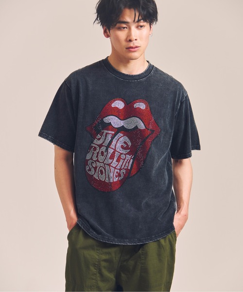 JACKROSE x THEROLLINGSTONES 別注バタフライリフレクタ B-TRS-Lips&Tongue ラインストーン-SSTEE（Tシャツ/カットソー