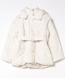 REAL CUBE | ベルト付き中綿フーディーコート(その他アウター)