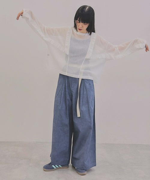 niko and...(ニコアンド)の「【MODE NORM CORE】2WAYメッシュフリフリルプルオーバー(Tシャツ/カットソー・レディース・オフホワイト/ブラック・MEDIUM/LARGE)」の11枚目の写真