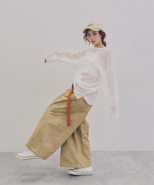 niko and...(ニコアンド)の「【MODE NORM CORE】2WAYメッシュフリフリルプルオーバー(Tシャツ/カットソー・レディース・オフホワイト/ブラック・MEDIUM/LARGE)」の15枚目の写真