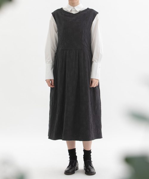 セール】コットンリネンジャカード2wayノースリーブワンピース