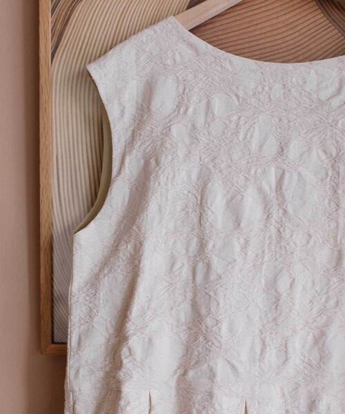 セール】コットンリネンジャカード2wayノースリーブワンピース