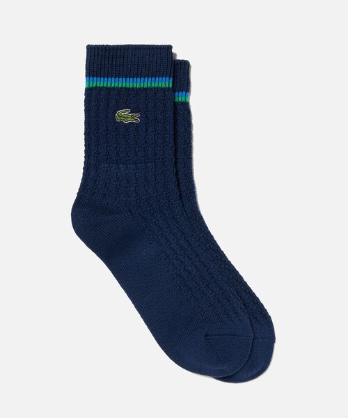 LACOSTE(ラコステ)の「サマーニットソックス(ソックス/靴下・レディース・ホワイト/ネイビー・24.0cm)」の1枚目の写真
