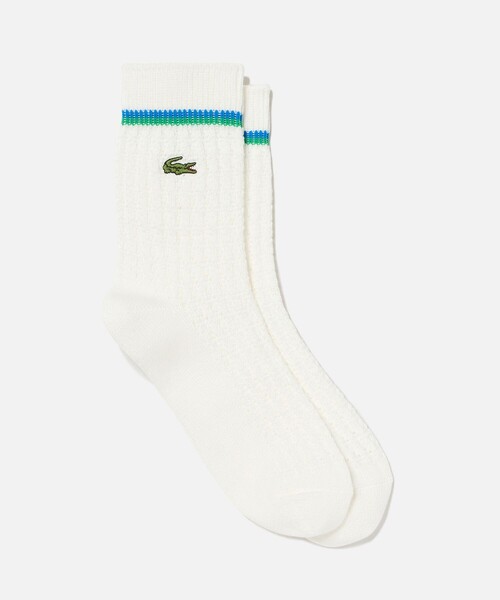LACOSTE(ラコステ)の「サマーニットソックス(ソックス/靴下・レディース・ホワイト/ネイビー・24.0cm)」の2枚目の写真