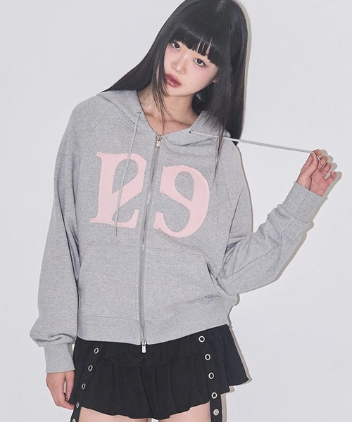 ILLIGO ロゴ パッチ ジップアップ パーカー グレー ピンク MUSINSA公式 | ILLIGO 129 ロゴパッチ フードパーカー ライトグレー