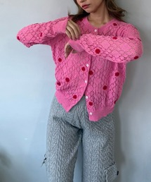 SANSeLF | 【SANSeLF】 ドット編みニットカーディガン Uネック sanw25s047(カーディガン/ボレロ)