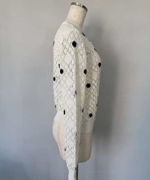 SANSeLF（サンセルフ）の「【SANSeLF】 ドット編みニットカーディガン Uネック sanw25s047（カーディガン/ボレロ・レディース・ホワイト/ピンク・FREE）」の17枚目の写真