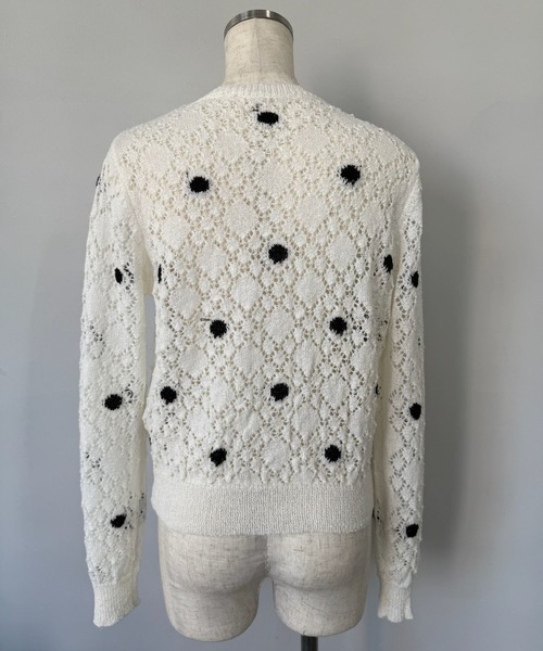 SANSeLF（サンセルフ）の「【SANSeLF】 ドット編みニットカーディガン Uネック sanw25s047（カーディガン/ボレロ・レディース・ホワイト/ピンク・FREE）」の19枚目の写真