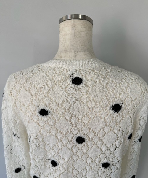 SANSeLF（サンセルフ）の「【SANSeLF】 ドット編みニットカーディガン Uネック sanw25s047（カーディガン/ボレロ・レディース・ホワイト/ピンク・FREE）」の20枚目の写真
