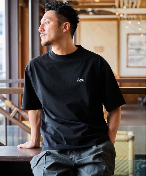  ★オーバーサイズ 半袖 ヤシの木 刺繍 Tシャツ★紺 送料無料】Tシャツ 半袖T 半袖Tシャツ メンズ ヤシの木 刺繍