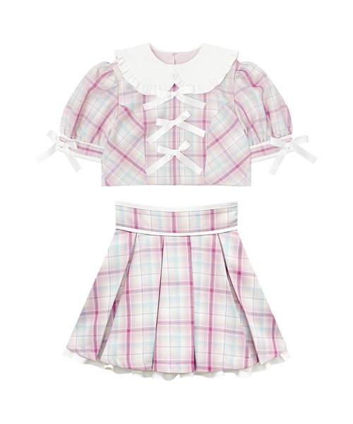 AnkRouge evelyn ROJITA ハニーシナモン お洋服12点セット セール】ポイントリボン配色チェックセットアップ（セットアップ