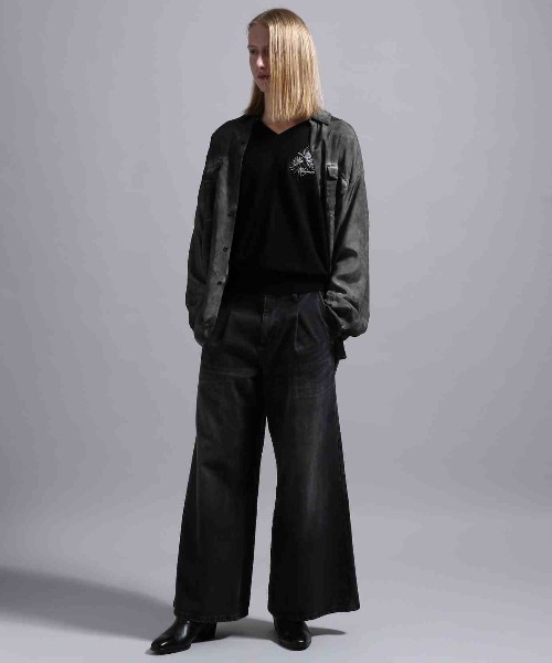 BLAYMORE(ブレイモア)の「【BLAYMORE】Waterlily V-neck Knit / 睡蓮刺繍 サムホール(ニット/セーター・メンズ・ブラック/ピンク・M/S)」の5枚目の写真