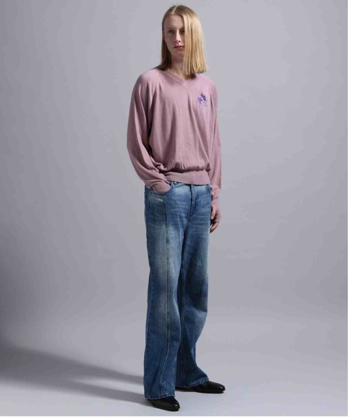 BLAYMORE(ブレイモア)の「【BLAYMORE】Waterlily V-neck Knit / 睡蓮刺繍 サムホール(ニット/セーター・メンズ・ブラック/ピンク・M/S)」の8枚目の写真