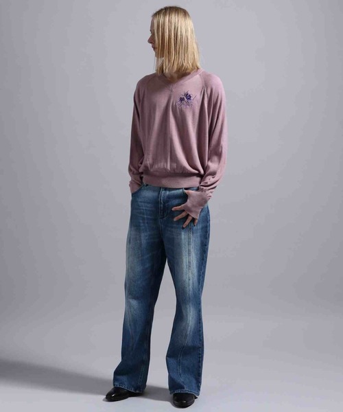 BLAYMORE(ブレイモア)の「【BLAYMORE】Waterlily V-neck Knit / 睡蓮刺繍 サムホール(ニット/セーター・メンズ・ブラック/ピンク・M/S)」の9枚目の写真