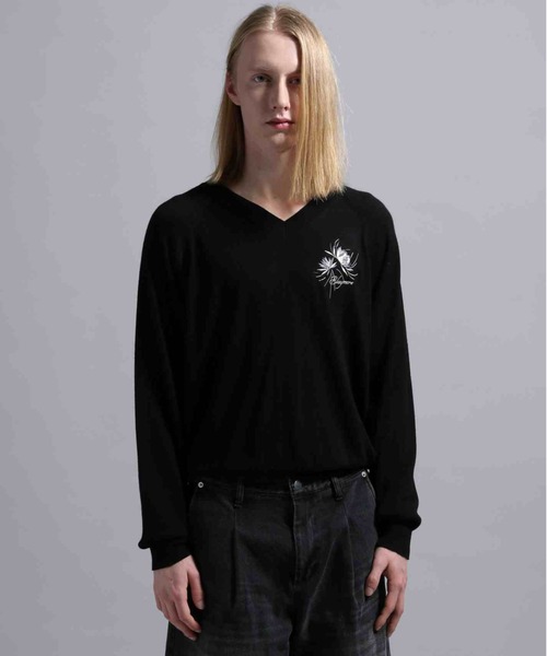 BLAYMORE(ブレイモア)の「【BLAYMORE】Waterlily V-neck Knit / 睡蓮刺繍 サムホール(ニット/セーター・メンズ・ブラック/ピンク・M/S)」の12枚目の写真