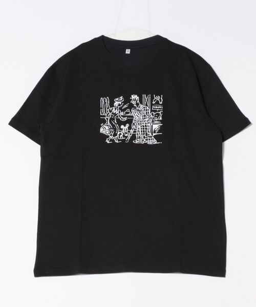 STYLEBLOCK(スタイルブロック)の「天竺プリント半袖Tシャツ(Tシャツ/カットソー・メンズ・チャコール/ホワイト/ブルー/グレー/ブラック/パープル/ブラック系その他/ホワイト系その他/カーキ・M/L/LL)」の4枚目の写真