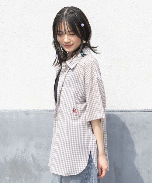 repipi armario（レピピ アルマリオ）の「【接触冷感/UVカット】チェックルーズシャツ（シャツ/ブラウス・キッズ・ホワイト/ピンク/ブラック・MEDIUM/LARGE）」の7枚目の写真