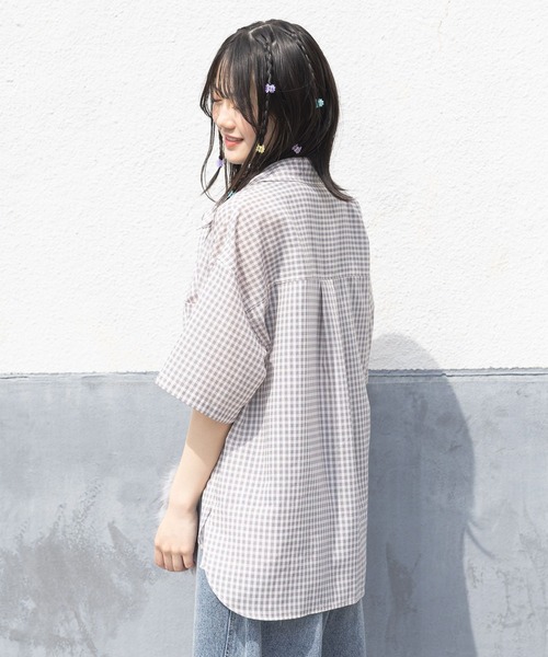 repipi armario（レピピ アルマリオ）の「【接触冷感/UVカット】チェックルーズシャツ（シャツ/ブラウス・キッズ・ホワイト/ピンク/ブラック・MEDIUM/LARGE）」の8枚目の写真