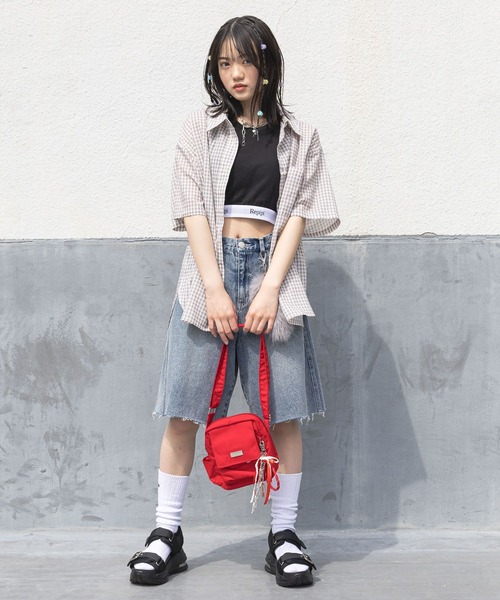 repipi armario（レピピ アルマリオ）の「【接触冷感/UVカット】チェックルーズシャツ（シャツ/ブラウス・キッズ・ホワイト/ピンク/ブラック・MEDIUM/LARGE）」の9枚目の写真